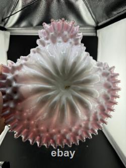 Antique Hand Blown Victorian Style Art Glass Centerpiece Bowl Ruffled Edges Antique Hand Blown Victorian Style Art Glass Centerpiece Bowl Ruffled Edges