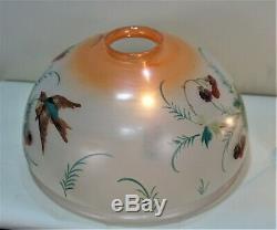 Antique Hand Painted Art Nouveau, Victorian Glass Lampshade For Table, Floor Lamp