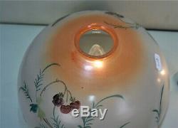 Antique Hand Painted Art Nouveau, Victorian Glass Lampshade For Table, Floor Lamp