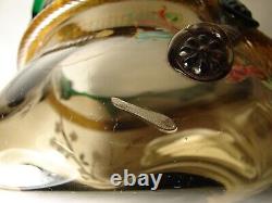 Antique Hand Painted Moser Glass Bohemian Arts & Crafts Vase Bowl Applied Decor
