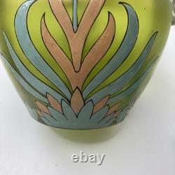 Antique Harrach Bohemian Art Glass Vase Hand Blown, Enamel Applied Handles 7.5 Antique Harrach Bohemian Art Glass Vase Hand Blown, Enamel Applied Handles 7.5