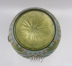Antique Harrach Bohemian Art Glass Vase Hand Blown, Enamel Applied Handles 7.5 Antique Harrach Bohemian Art Glass Vase Hand Blown, Enamel Applied Handles 7.5