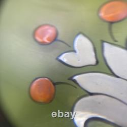Antique Harrach Bohemian Art Glass Vase Hand Blown, Enamel Applied Handles 7.5 Antique Harrach Bohemian Art Glass Vase Hand Blown, Enamel Applied Handles 7.5