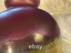 Antique Harrach Rubin Glass Vase Enameled A. Sacher Handpainted Quail Lovely