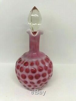 Antique Hobbs Brockunier Cranberry Red Swirl Windows/Coin Dot-Handled Cruet