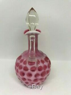 Antique Hobbs Brockunier Cranberry Red Swirl Windows/Coin Dot-Handled Cruet