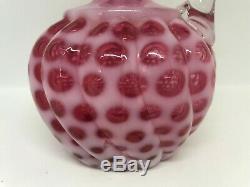 Antique Hobbs Brockunier Cranberry Red Swirl Windows/Coin Dot-Handled Cruet