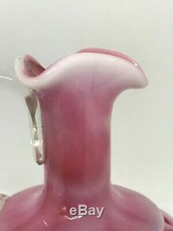 Antique Hobbs Brockunier Cranberry Red Swirl Windows/Coin Dot-Handled Cruet