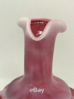 Antique Hobbs Brockunier Cranberry Red Swirl Windows/Coin Dot-Handled Cruet