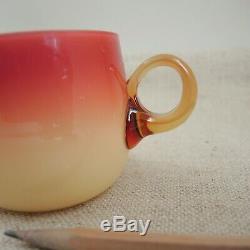 Antique Hobbs Brockunier Peachblow Punch Cup Glossy Coral Cased Glass Wheeling