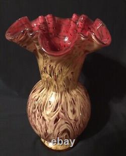 Antique Hobbs & Brockunier SPANGLEWARE Ruby Cased Vase