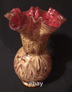 Antique Hobbs & Brockunier SPANGLEWARE Ruby Cased Vase