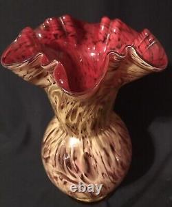 Antique Hobbs & Brockunier SPANGLEWARE Ruby Cased Vase