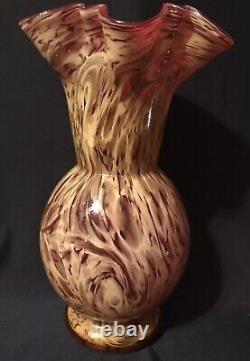 Antique Hobbs & Brockunier SPANGLEWARE Ruby Cased Vase
