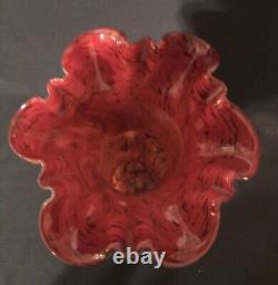 Antique Hobbs & Brockunier SPANGLEWARE Ruby Cased Vase