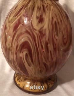 Antique Hobbs & Brockunier SPANGLEWARE Ruby Cased Vase