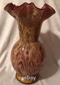 Antique Hobbs & Brockunier SPANGLEWARE Ruby Cased Vase