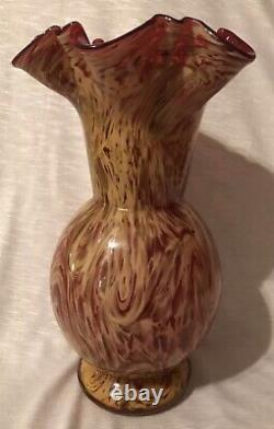 Antique Hobbs & Brockunier SPANGLEWARE Ruby Cased Vase