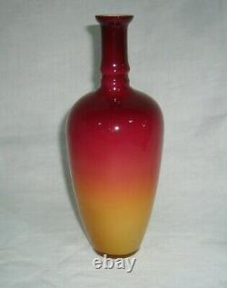Antique Hobbs Bruckenier Wheeling West Va Peach Blow Cased Glass Morgan Vase