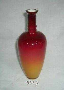 Antique Hobbs Bruckenier Wheeling West Va Peach Blow Cased Glass Morgan Vase