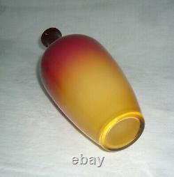 Antique Hobbs Bruckenier Wheeling West Va Peach Blow Cased Glass Morgan Vase