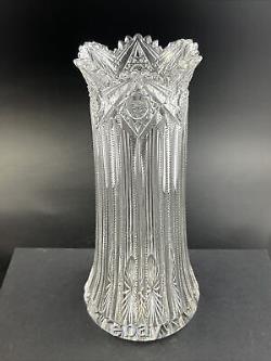 Antique J Hoare ABP Cut Glass PLUME or HINDOO Pattern 10 1/4 Vase