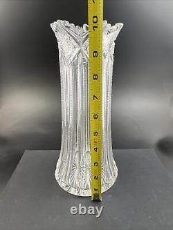 Antique J Hoare ABP Cut Glass PLUME or HINDOO Pattern 10 1/4 Vase