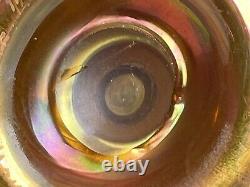 Antique L. C. Tiffany Favrile Gold Iridescent Art Glass Trumpet Vase 8 Signed