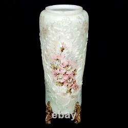 Antique Large CF Monroe Wave Crest Hand Painted Antique Roses Mantel Vase 12.25