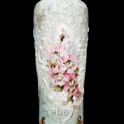 Antique Large CF Monroe Wave Crest Hand Painted Antique Roses Mantel Vase 12.25