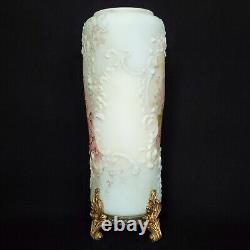 Antique Large CF Monroe Wave Crest Hand Painted Antique Roses Mantel Vase 12.25