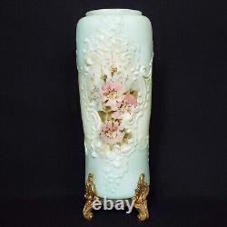 Antique Large CF Monroe Wave Crest Hand Painted Antique Roses Mantel Vase 12.25