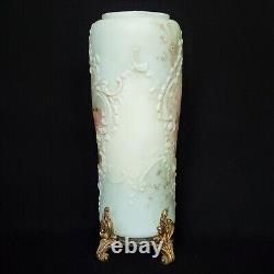 Antique Large CF Monroe Wave Crest Hand Painted Antique Roses Mantel Vase 12.25