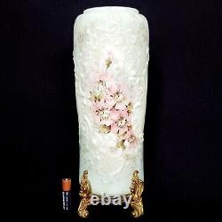 Antique Large CF Monroe Wave Crest Hand Painted Antique Roses Mantel Vase 12.25