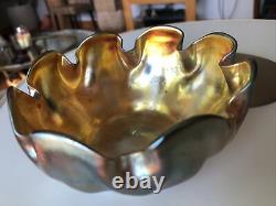 Antique Lct Tiffany Gold Favrile Master Salt Glass Art Bowl Cellar L. C. T. Mint