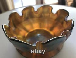 Antique Lct Tiffany Gold Favrile Master Salt Glass Art Bowl Cellar L. C. T. Mint