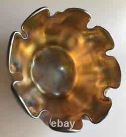 Antique Lct Tiffany Gold Favrile Master Salt Glass Art Bowl Cellar L. C. T. Mint