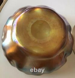 Antique Lct Tiffany Gold Favrile Master Salt Glass Art Bowl Cellar L. C. T. Mint