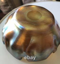 Antique Lct Tiffany Gold Favrile Master Salt Glass Art Bowl Cellar L. C. T. Mint