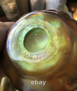 Antique Lct Tiffany Gold Favrile Master Salt Glass Art Bowl Cellar L. C. T. Mint