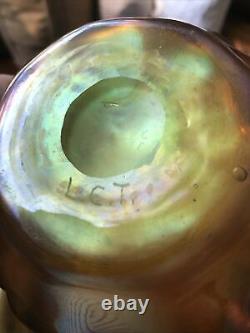 Antique Lct Tiffany Gold Favrile Master Salt Glass Art Bowl Cellar L. C. T. Mint