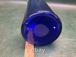 Antique Legras Art Nouveau Cobalt Hand Painted Floral Glass Vase 10.5 France