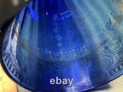 Antique Legras Art Nouveau Cobalt Hand Painted Floral Glass Vase 10.5 France