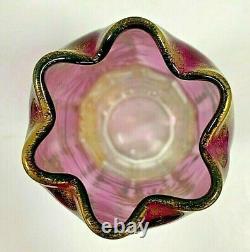 Antique Legras Enameled Mt Joye St. Denis Chrysanthemum Decor Rubina Glass Vase