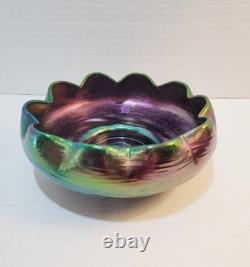 Antique Loetz Pallme Konig Purple Iridescent Bohemian Glass Threaded Vein Bowl Antique Loetz Pallme Konig Purple Iridescent Bohemian Glass Threaded Vein Bowl