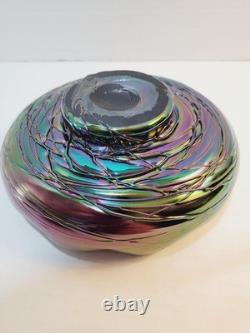 Antique Loetz Pallme Konig Purple Iridescent Bohemian Glass Threaded Vein Bowl Antique Loetz Pallme Konig Purple Iridescent Bohemian Glass Threaded Vein Bowl
