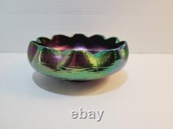 Antique Loetz Pallme Konig Purple Iridescent Bohemian Glass Threaded Vein Bowl Antique Loetz Pallme Konig Purple Iridescent Bohemian Glass Threaded Vein Bowl