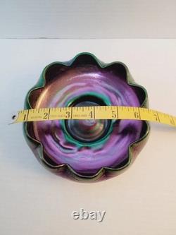 Antique Loetz Pallme Konig Purple Iridescent Bohemian Glass Threaded Vein Bowl Antique Loetz Pallme Konig Purple Iridescent Bohemian Glass Threaded Vein Bowl