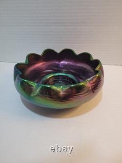 Antique Loetz Pallme Konig Purple Iridescent Bohemian Glass Threaded Vein Bowl Antique Loetz Pallme Konig Purple Iridescent Bohemian Glass Threaded Vein Bowl