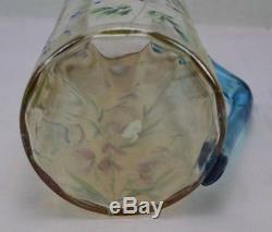 Antique MOSER Bohemian Glass ENAMEL PITCHER CUP MUG 8 pc SET